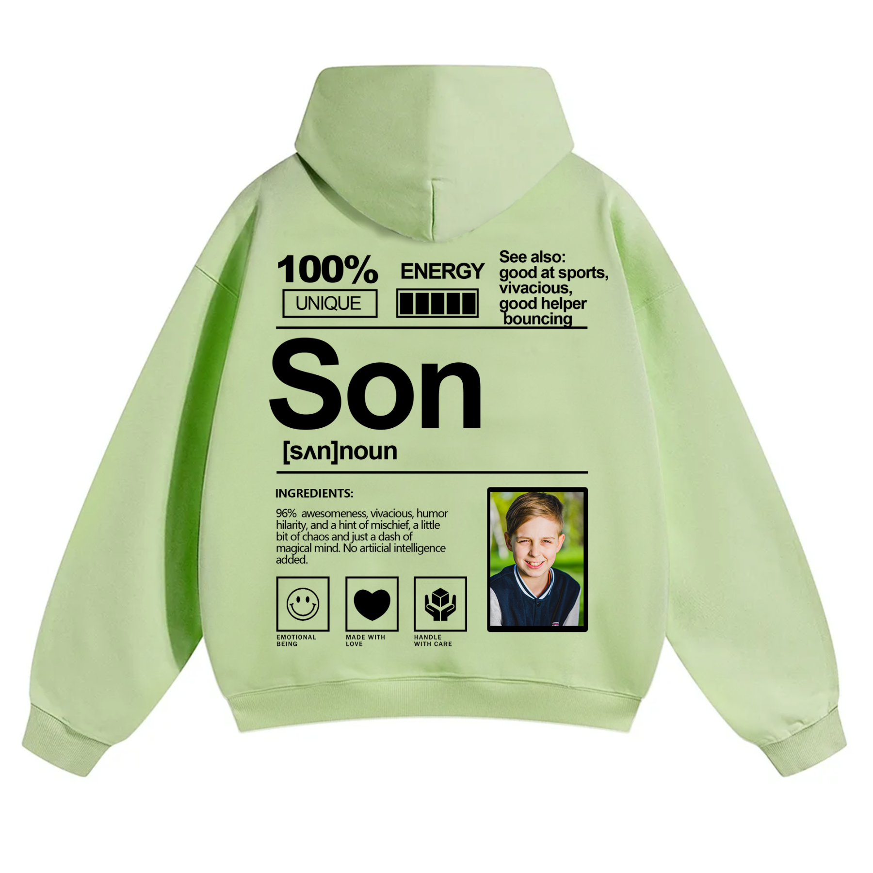 Addcustom Photo Son Solid Color Hoodie