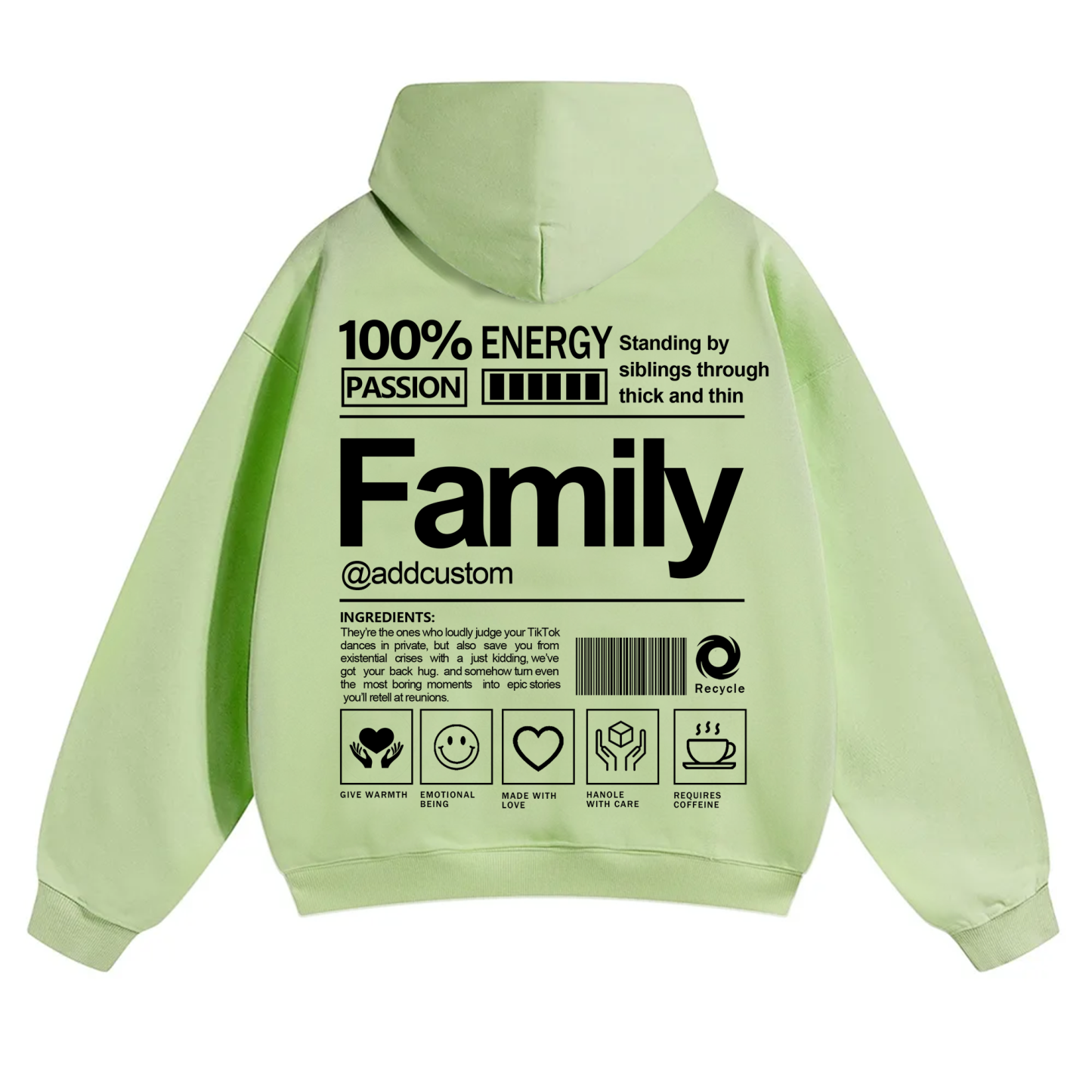 Family Addcustom Solid Color Hoodie