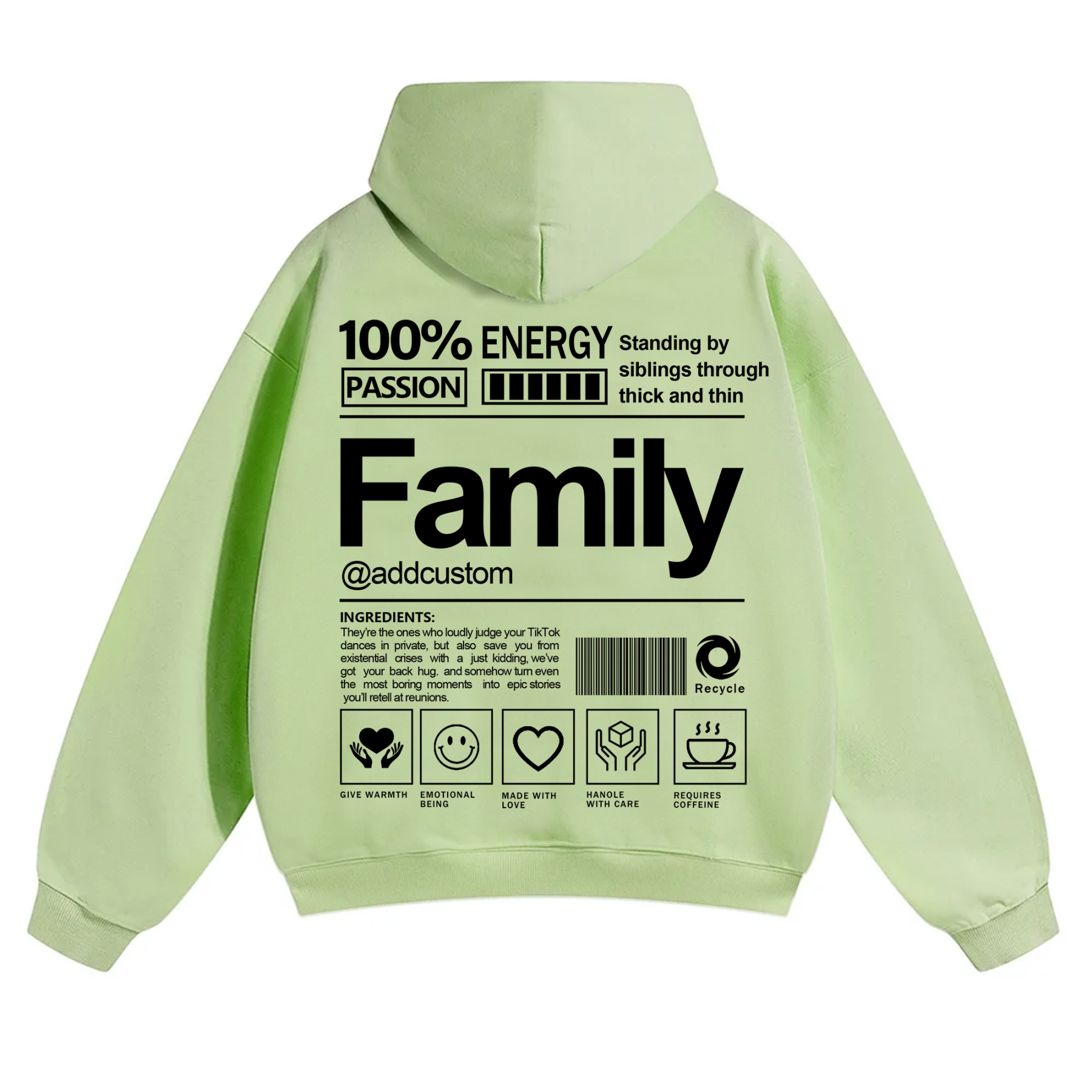 Family Addcustom Solid Color Hoodie