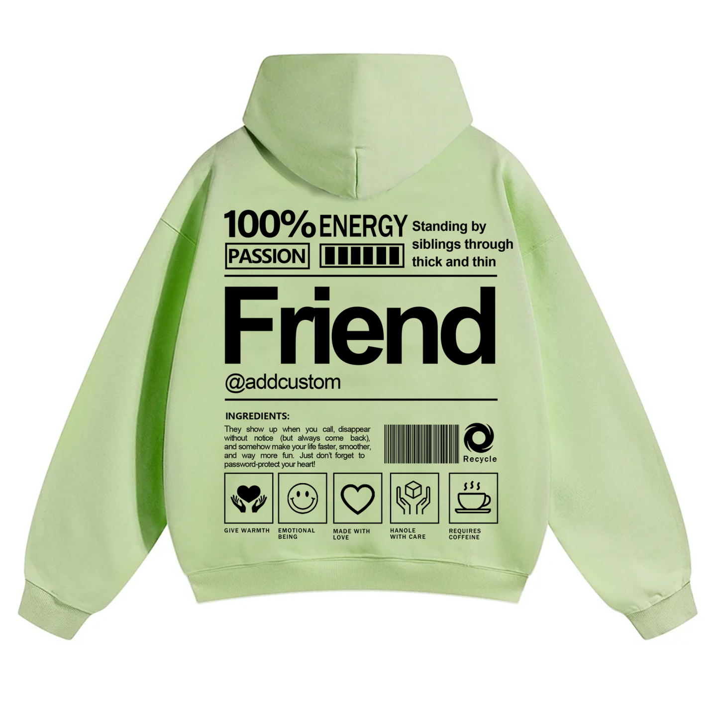 Friend Addcustom Solid Color Hoodie