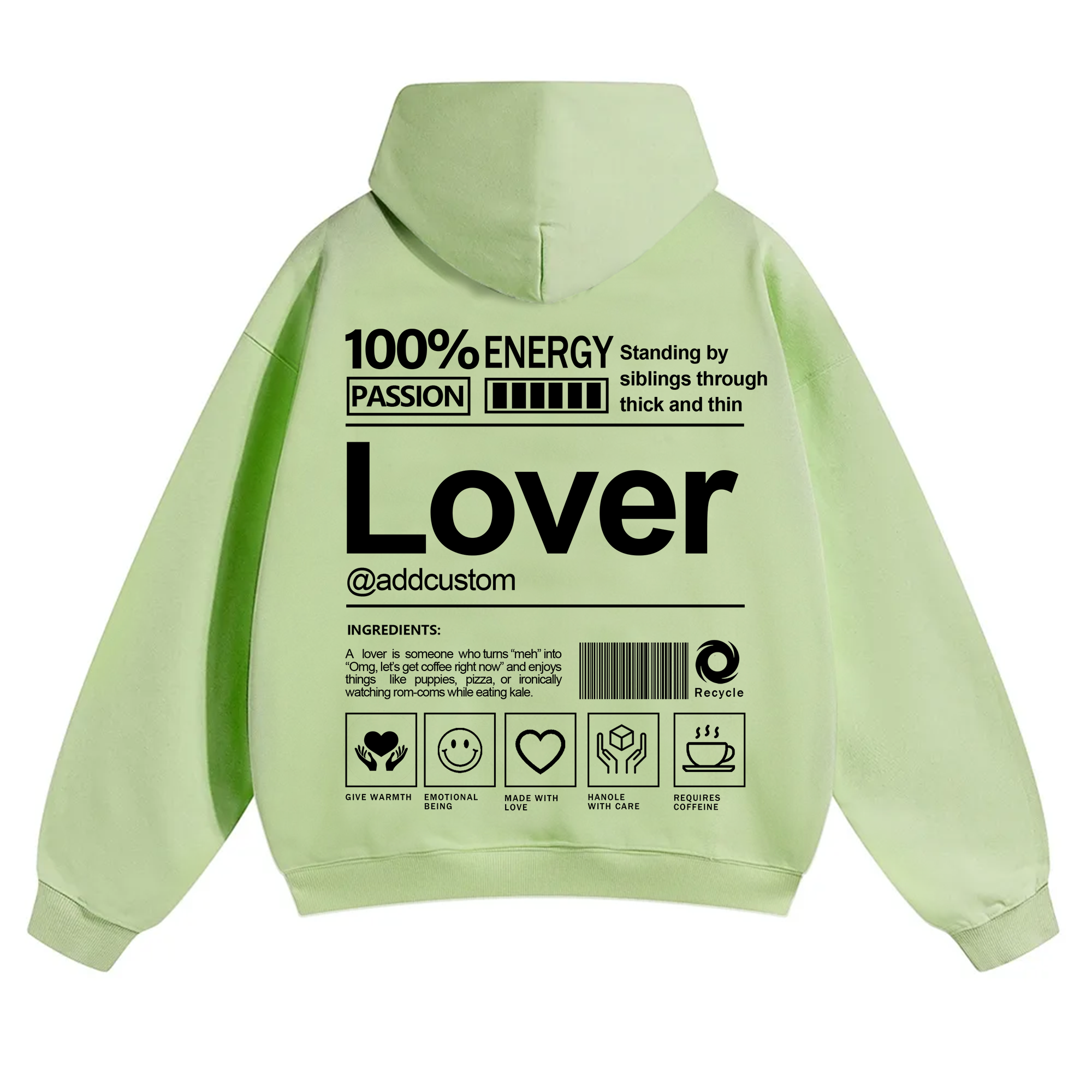 Lover Addcustom Solid Color Hoodie