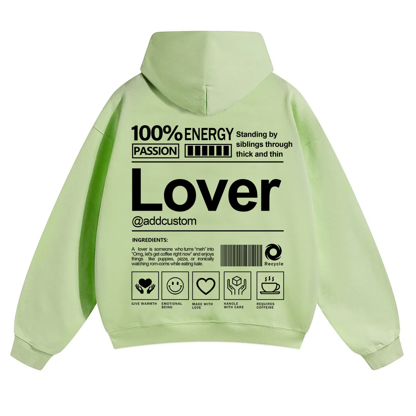 Lover Addcustom Solid Color Hoodie