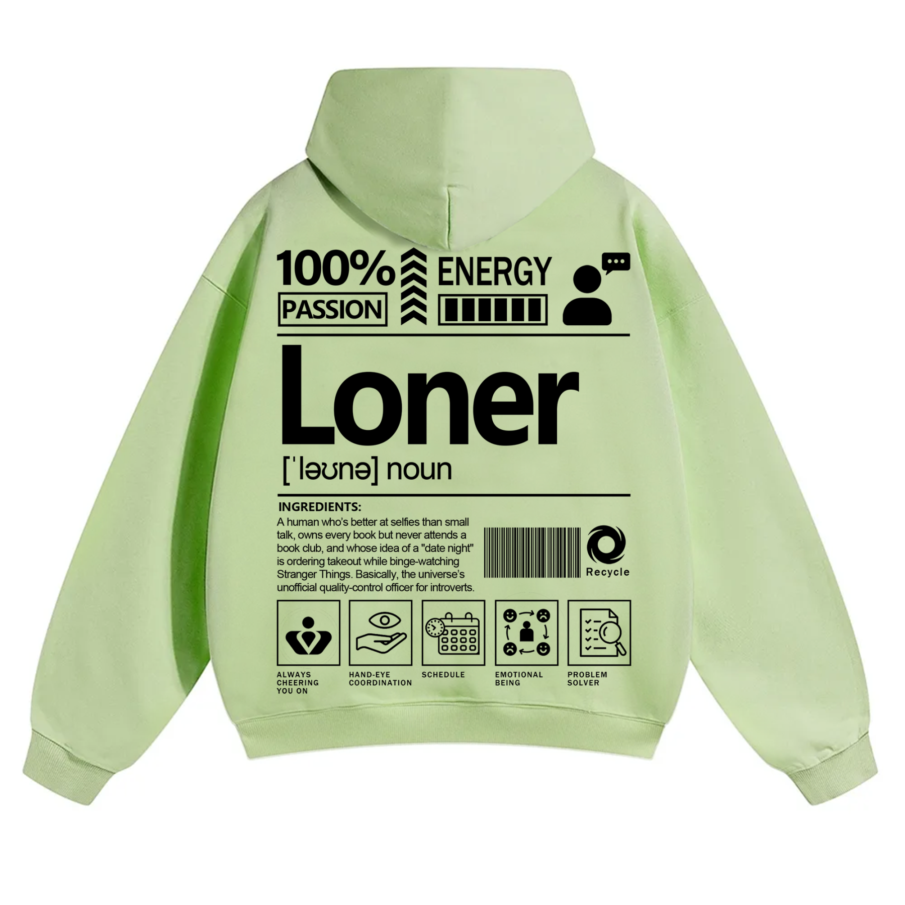 Loner Unisex Fit Solid Color Hoodie