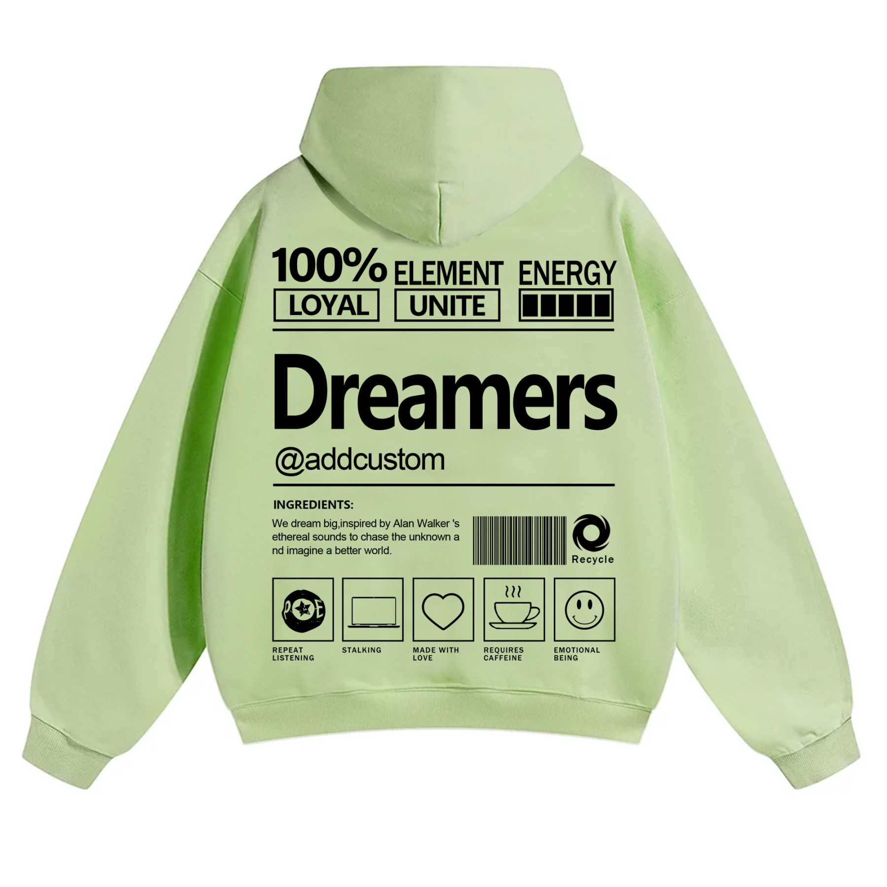 Dreamers Addcustom Unisex Fit Solid Color Hoodie