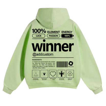 Winner Addcustom Unisex Fit Solid Color Hoodie