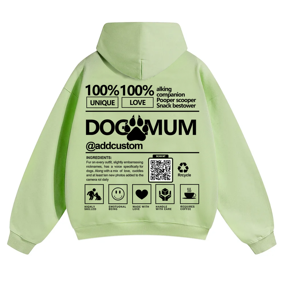 Dog Mum  Addcustom QR Code Name Solid Color Hoodie
