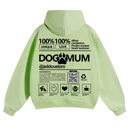 Dog Mum  Addcustom QR Code Name Solid Color Hoodie