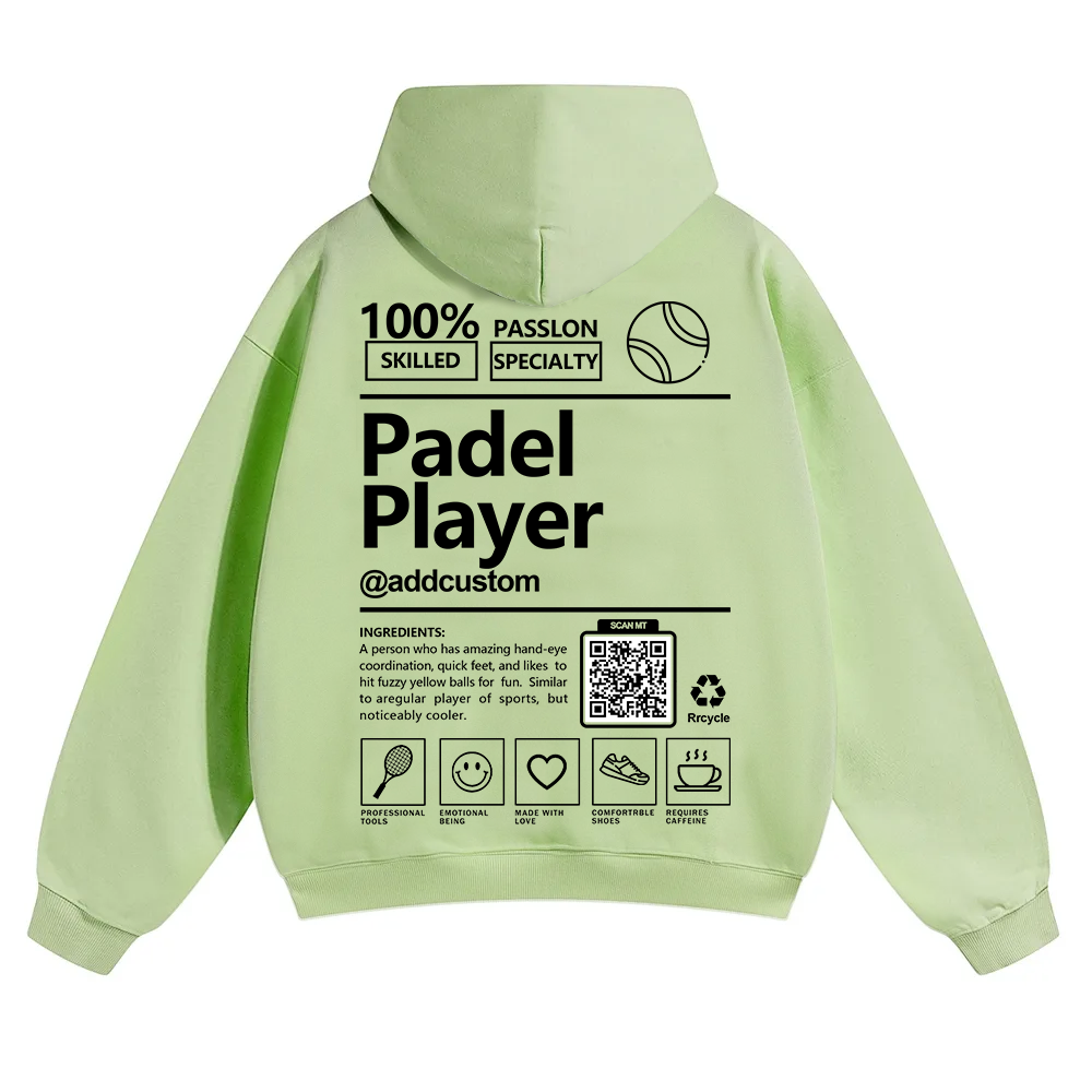Padel player Addcustom QR Code Solid Color Hoodie wearishow