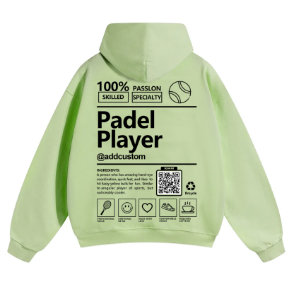 Padel player Addcustom QR Code Solid Color Hoodie wearishow