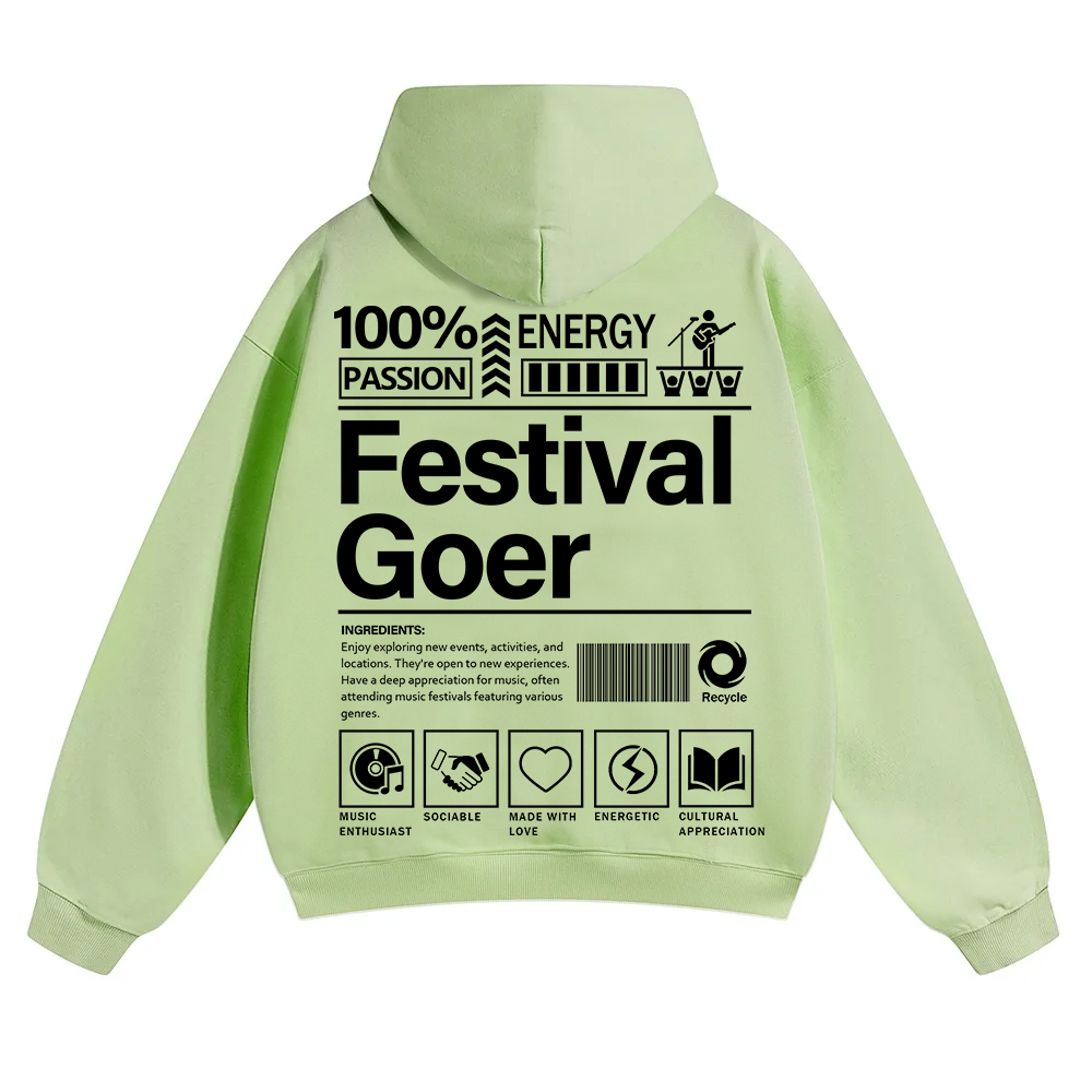 Festival Goer Solid Color Hoodie wearishow