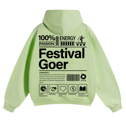 Festival Goer Solid Color Hoodie wearishow