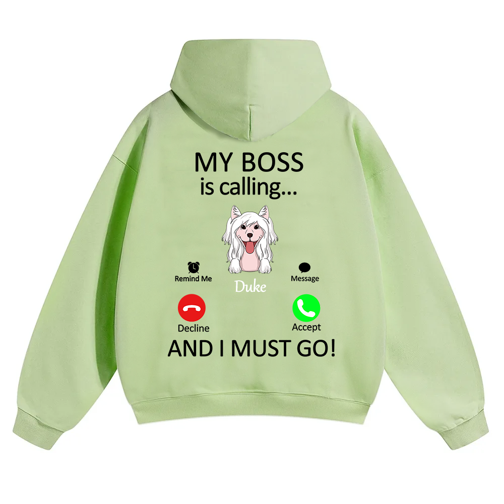 Dog Boss Calling - Personalized Custom Unisex Soild Color Hoodies wearishow