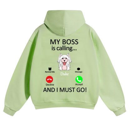 Dog Boss Calling - Personalized Custom Unisex Soild Color Hoodies wearishow