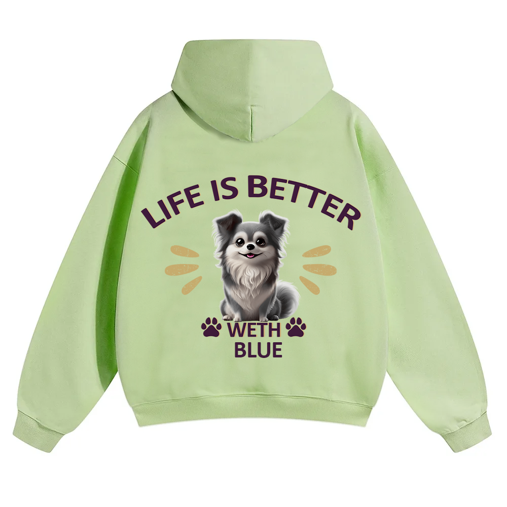 Better Life With My Dog - Personalized Custom Unisex Soild Color Hoodies wearishow