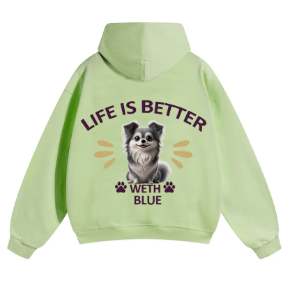Better Life With My Dog - Personalized Custom Unisex Soild Color Hoodies wearishow