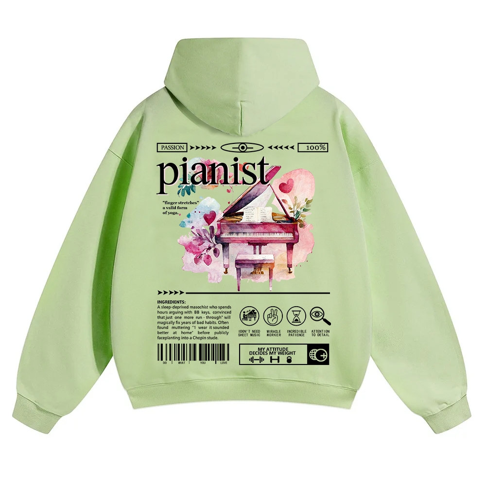 Pianist Unisex Solid Color Hoodie wearishow