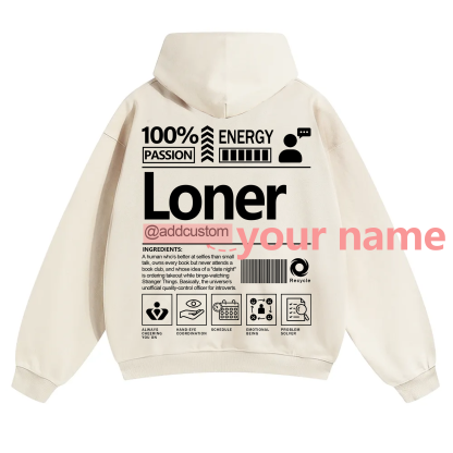 Loner  Addcustom Unisex Fit Solid Color Hoodie