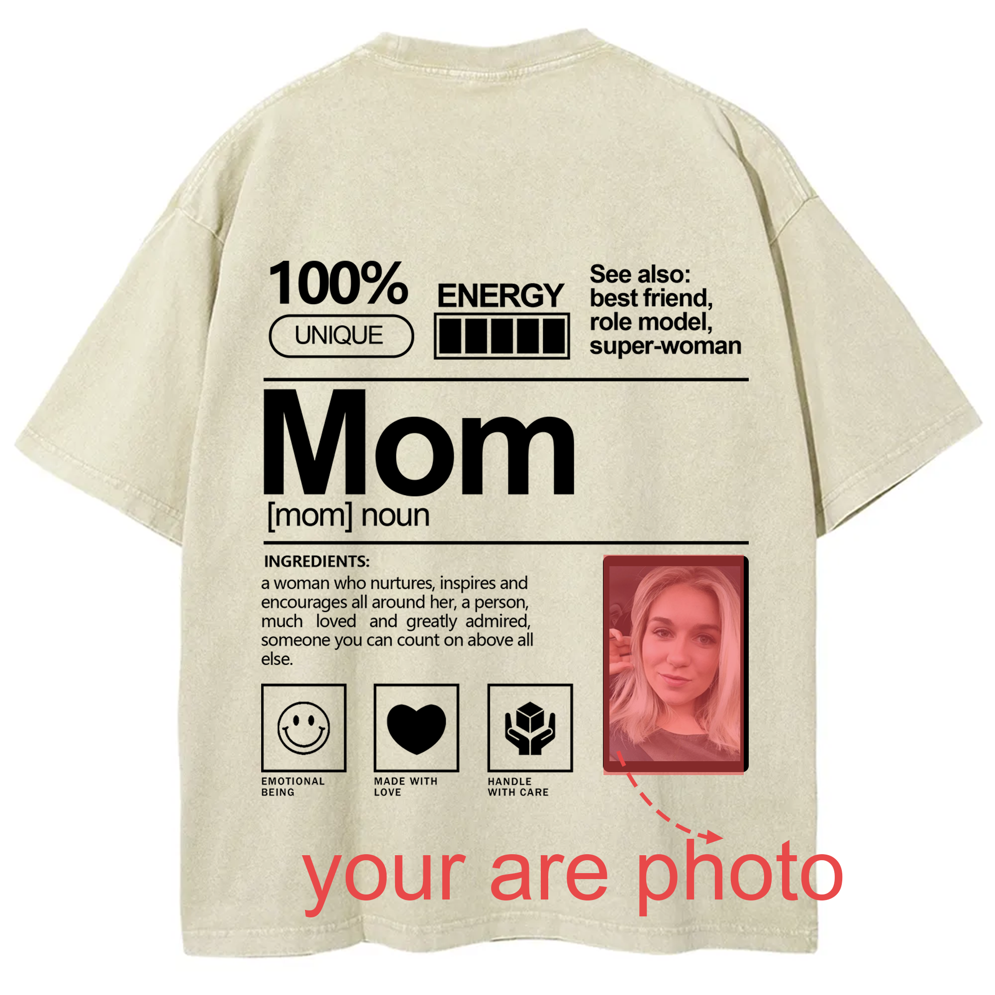 Addcustom Photo Mom Washed T-Shirt