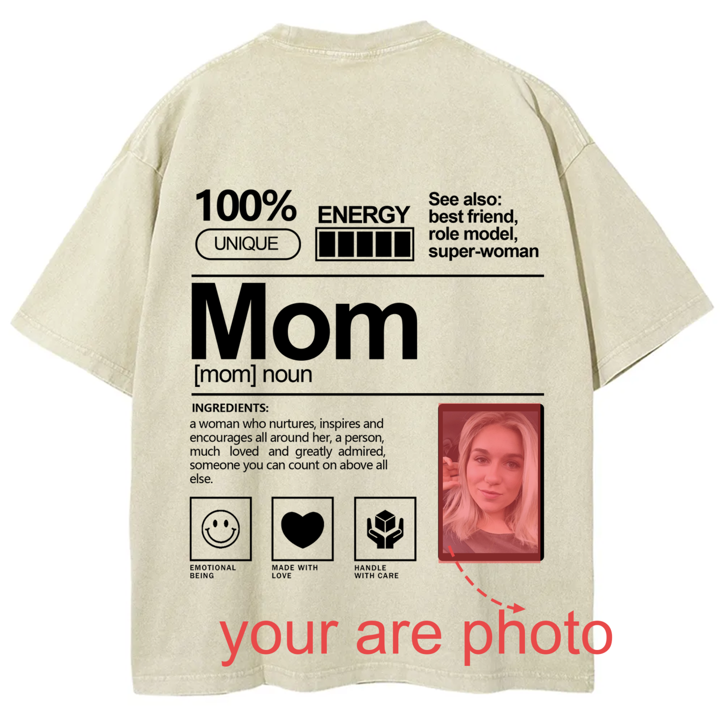 Addcustom Photo Mom Washed T-Shirt