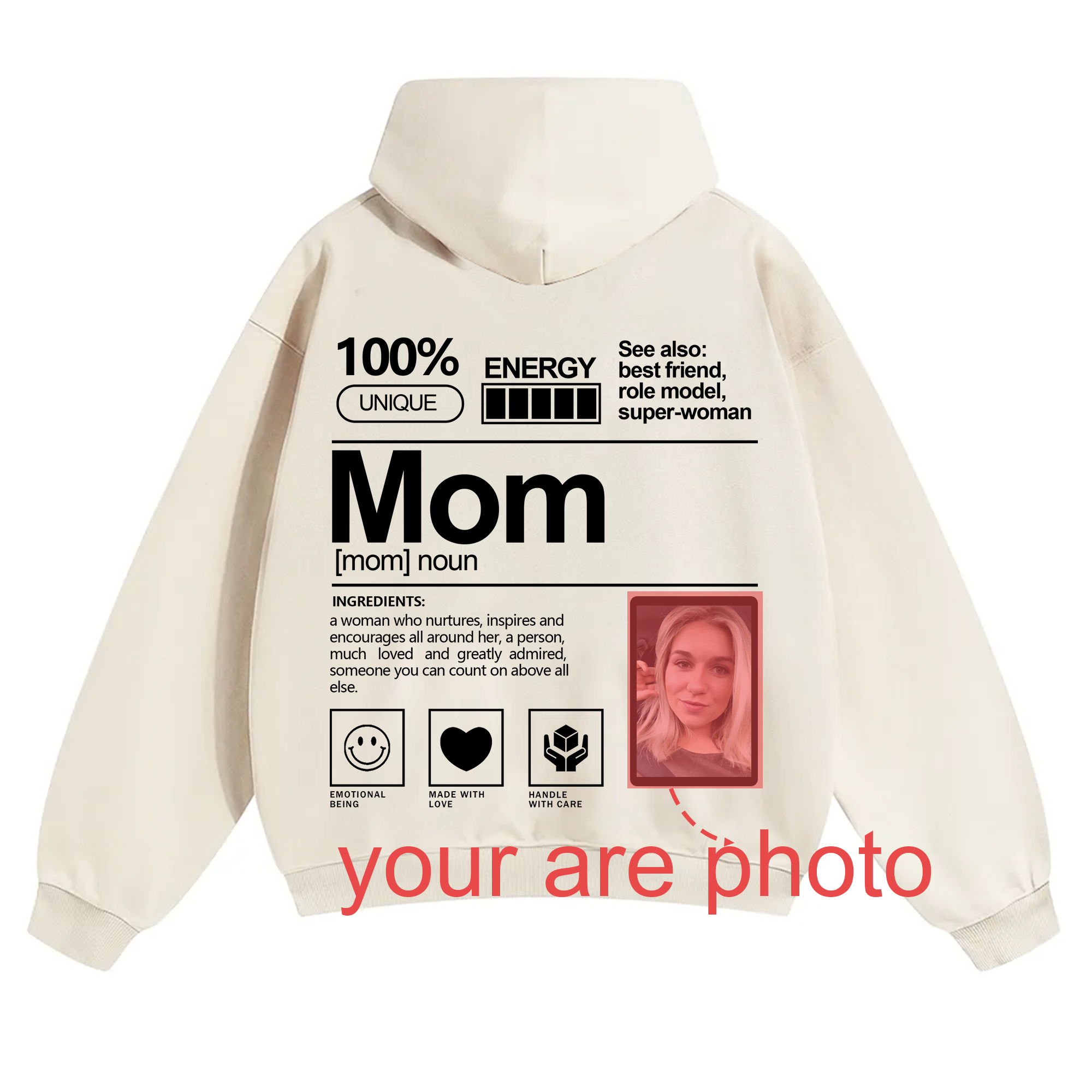 Addcustom Photo Mom Solid Color Hoodie