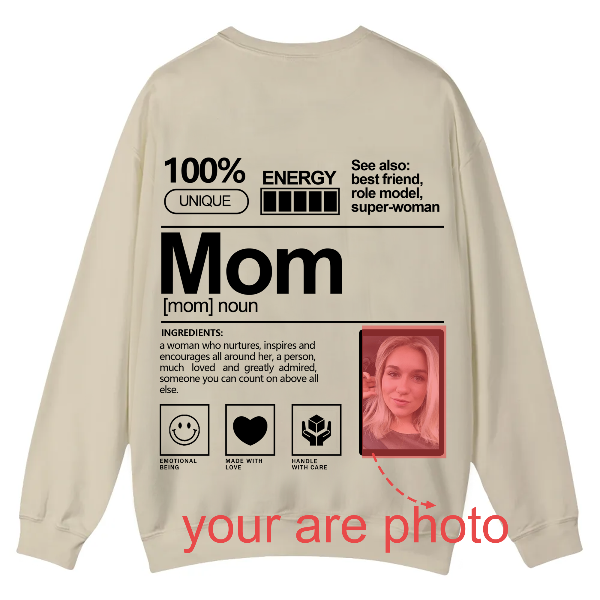 Addcustom  Photo Mom Casual Crewneck Sweatshirt