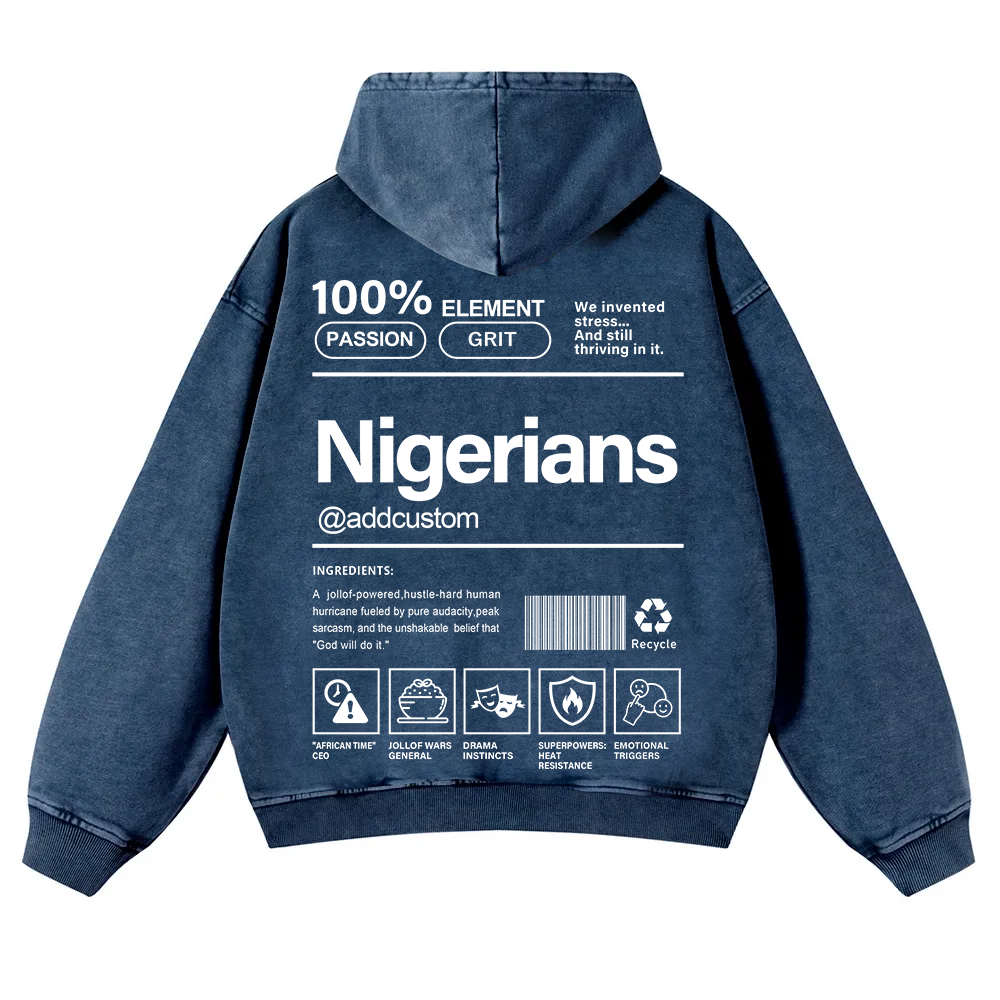 Nigerians Addcustom Unisex Fit  Washed Hoodie wearishow