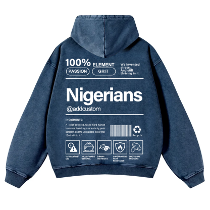 Nigerians Addcustom Unisex Fit  Washed Hoodie wearishow