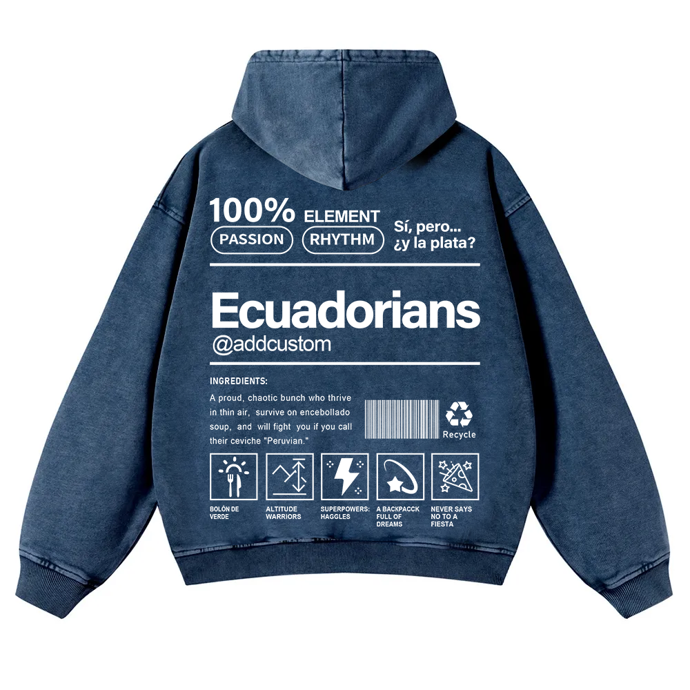 Ecuadorians Addcustom Unisex Fit  Washed Hoodie wearishow