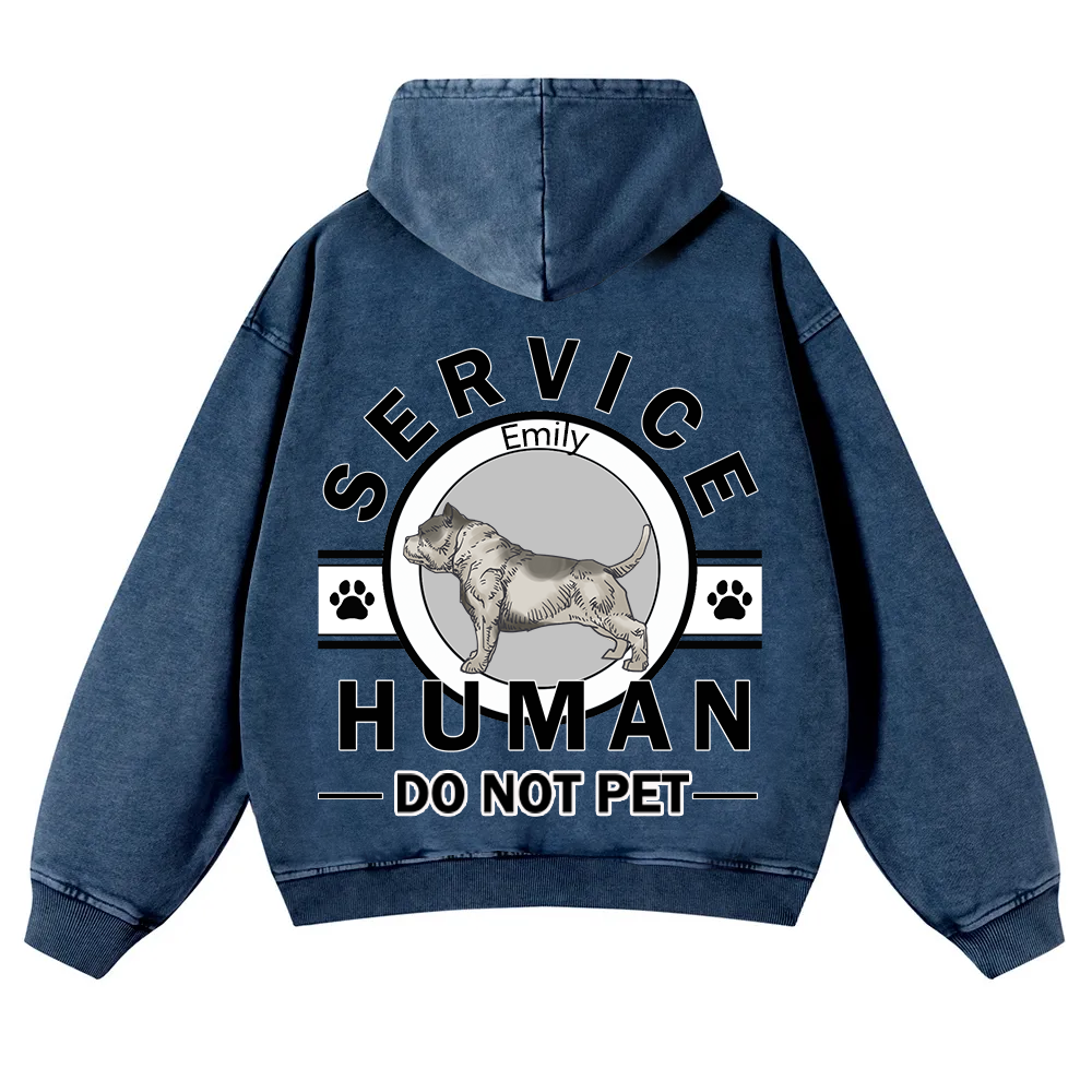 Service Human, Do Not Pet - Personalized Custom Unisex Washed Hoodie