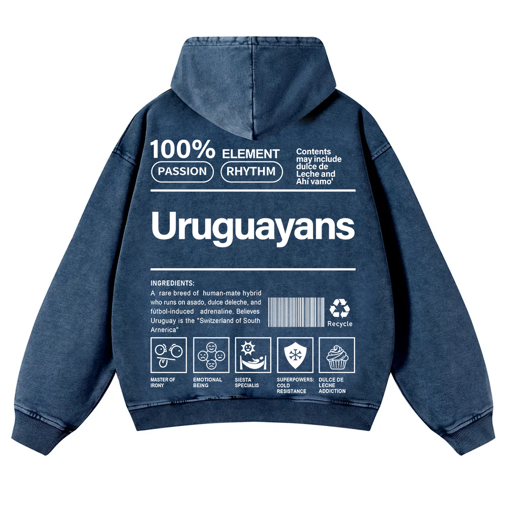 Uruguayans Unisex Fit  Washed Hoodie wearishow