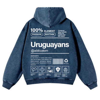 Uruguayans Addcustom Unisex Fit  Washed Hoodie wearishow