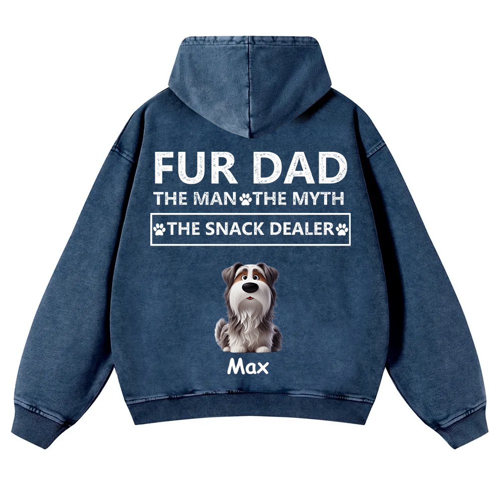 Fur Dad The Man The Myth The Snack Dealer - Personalized Custom Unisex Washed Hoodie