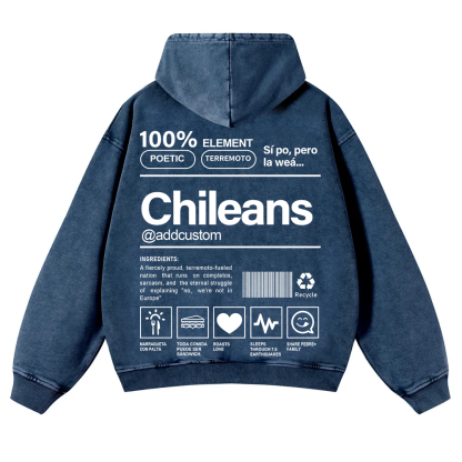 Chileans Addcustom Unisex Fit  Washed Hoodie wearishow