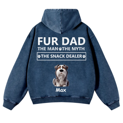 Fur Dad The Man The Myth The Snack Dealer - Personalized Custom Unisex Washed Hoodie