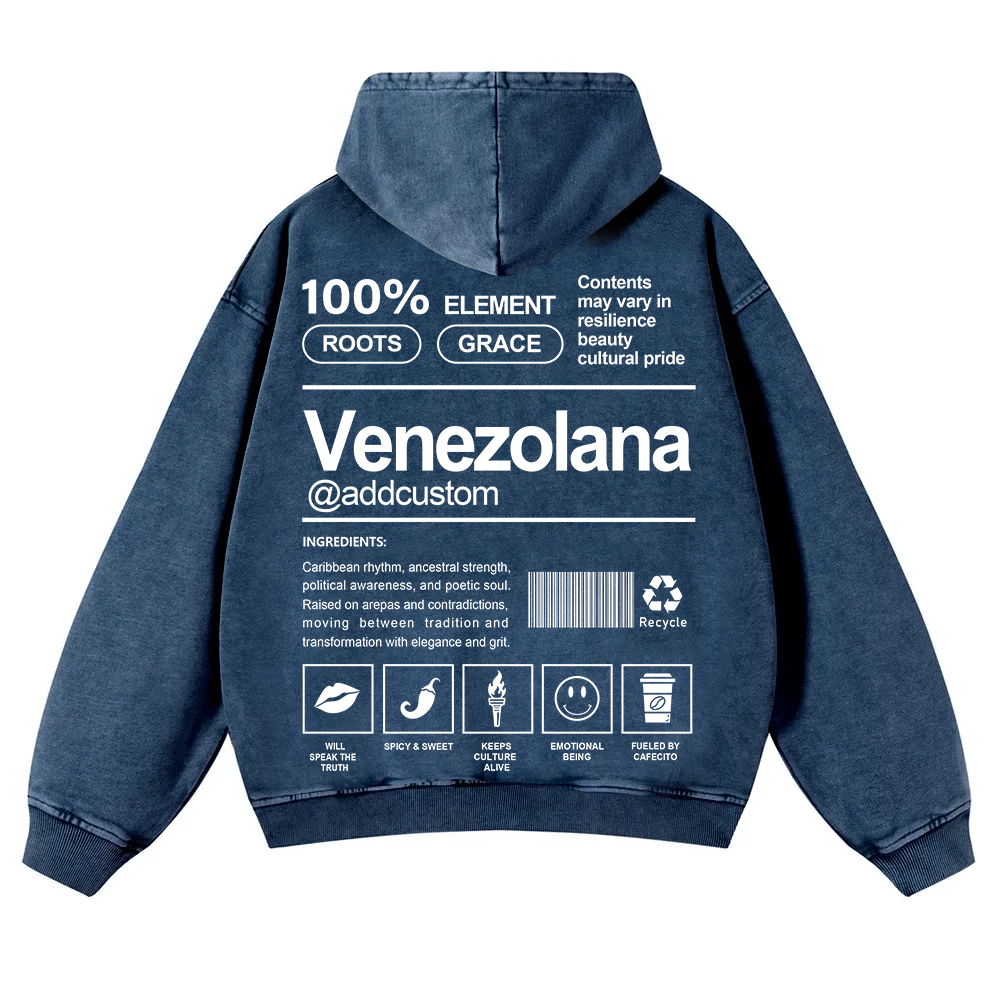 Venezolana Addcustom Unisex Fit  Washed Hoodie wearishow