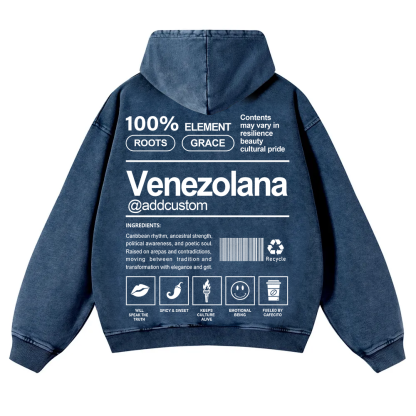 Venezolana Addcustom Unisex Fit  Washed Hoodie wearishow