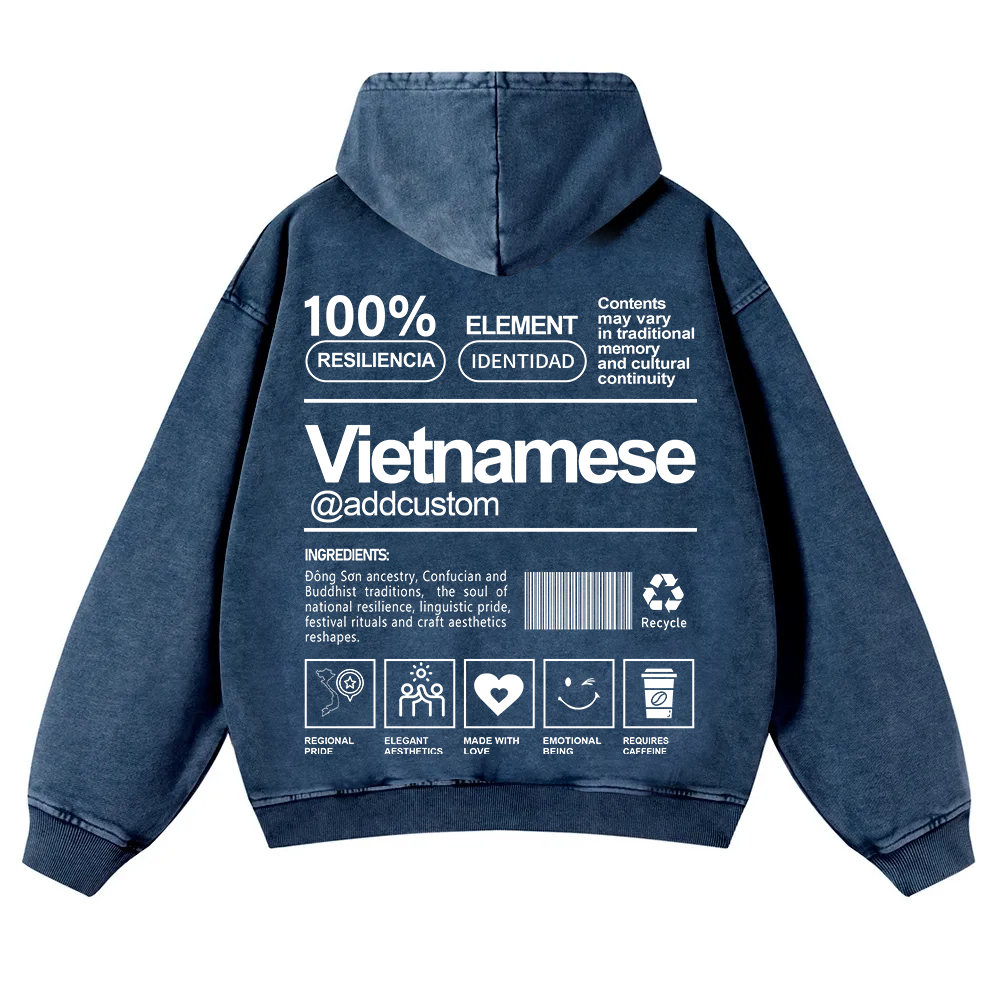 Vietnamese Addcustom Unisex Fit  Washed Hoodie wearishow