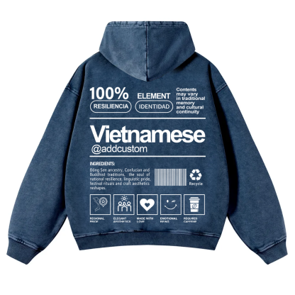 Vietnamese Addcustom Unisex Fit  Washed Hoodie wearishow