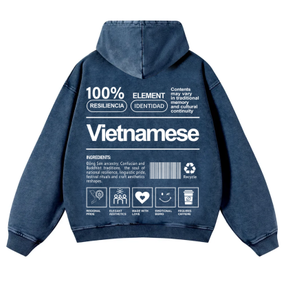 Vietnamese Unisex Fit  Washed Hoodie wearishow