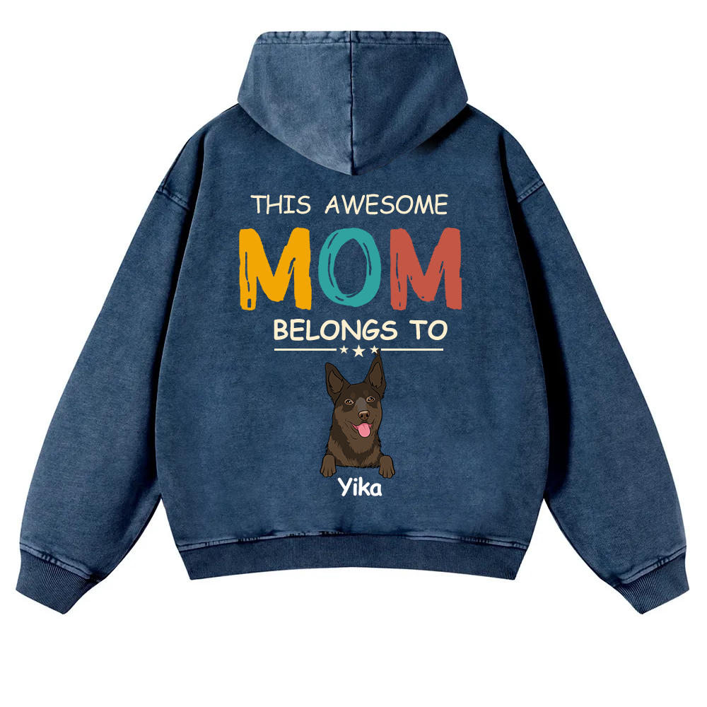 This Awesome Mom/Dad Belongs To - Personalized Custom Unisex Washed Hoodie