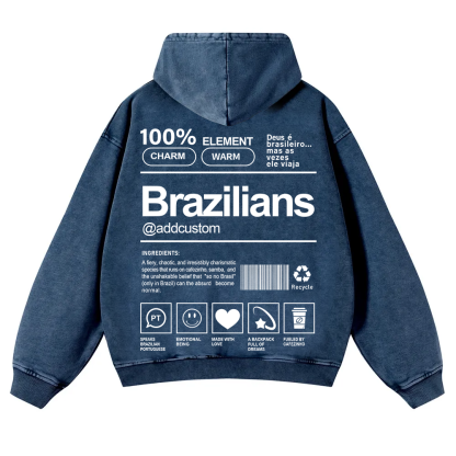 Brazilians Addcustom Unisex Fit  Washed Hoodie wearishow