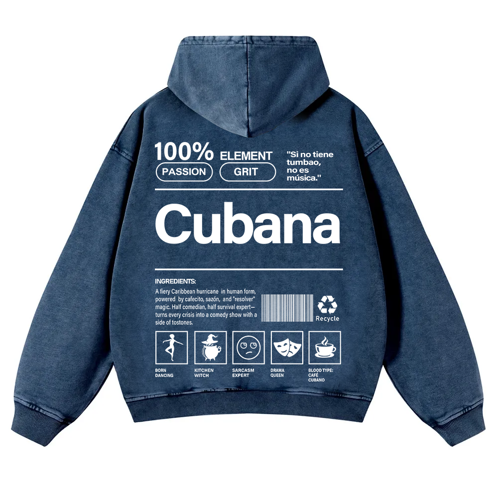 Cubana Unisex Fit  Washed Hoodie wearishow