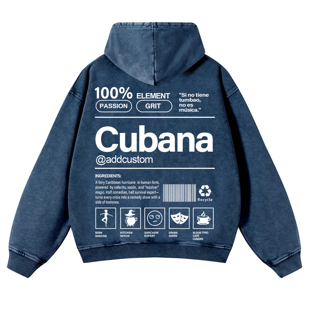 Cubana Addcustom Unisex Fit  Washed Hoodie wearishow