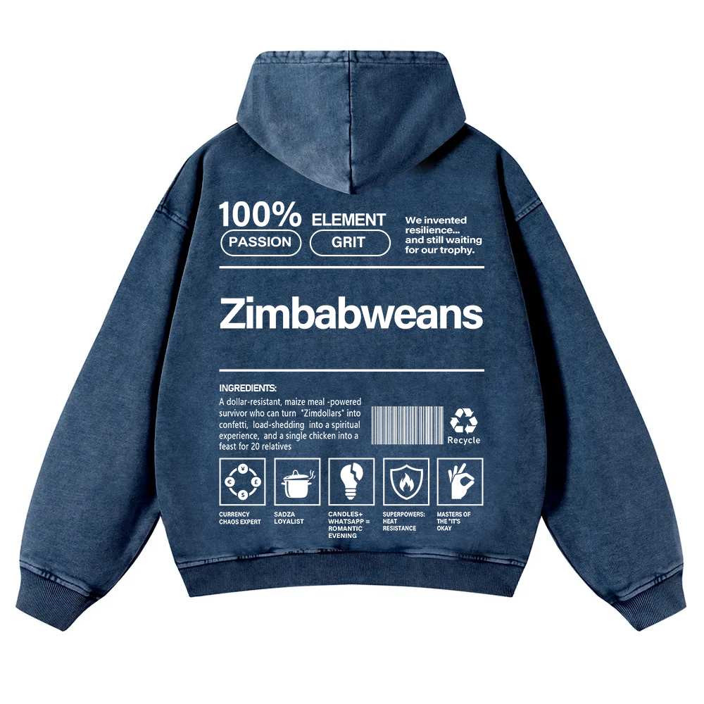 Zimbabweans Unisex Fit  Washed Hoodie wearishow