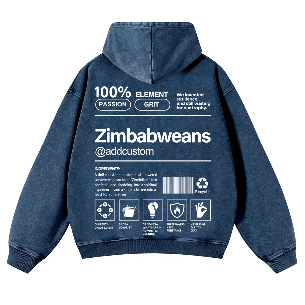 Zimbabweans Addcustom Unisex Fit  Washed Hoodie wearishow