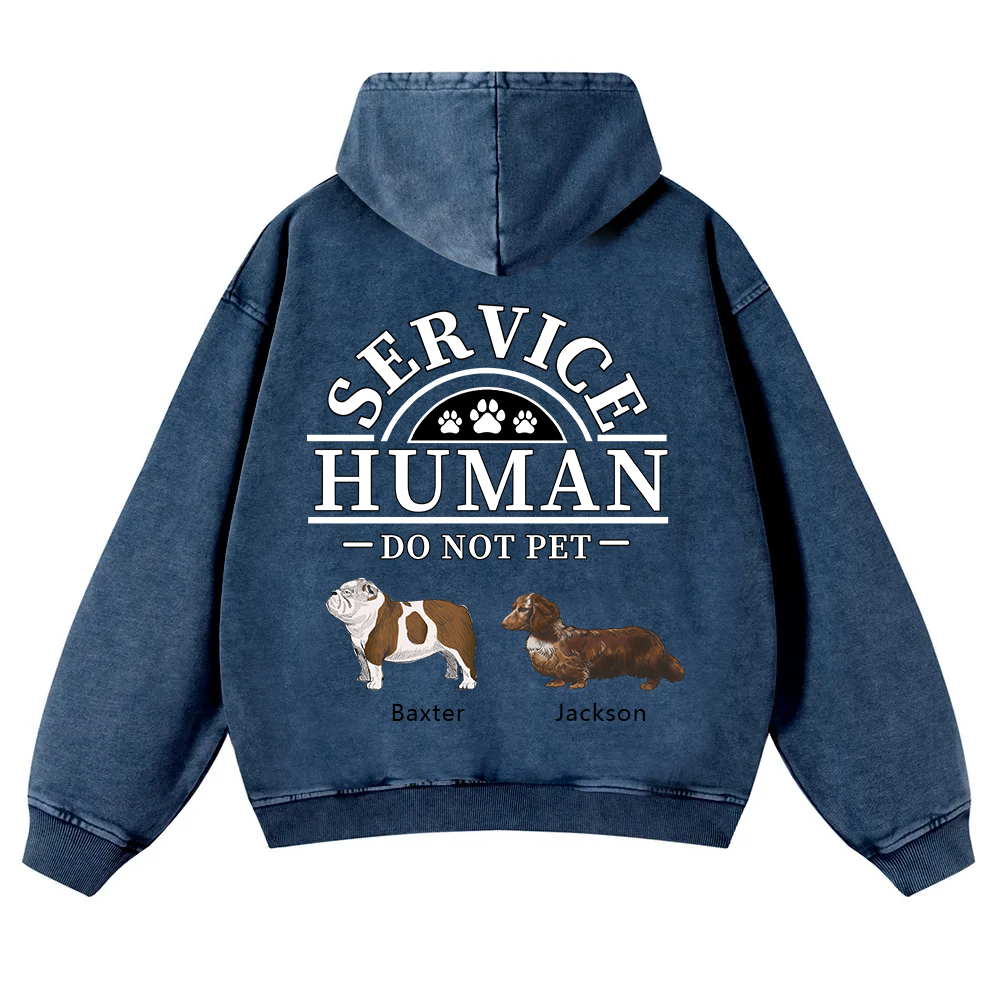 Service Human, Do Not Pet 2- Personalized Custom Unisex Washed Hoodie wearishow