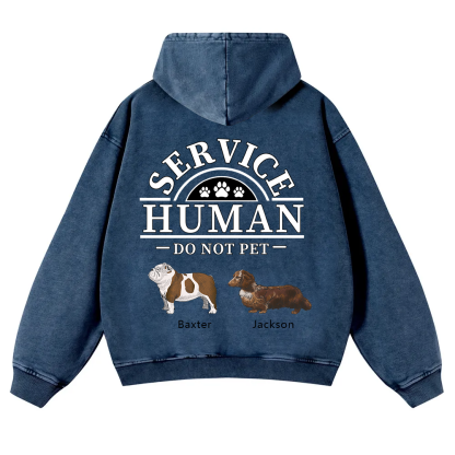 Service Human, Do Not Pet 2- Personalized Custom Unisex Washed Hoodie wearishow