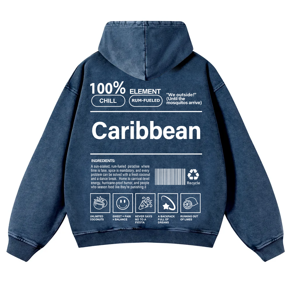 Caribbean Unisex Fit  Washed Hoodie wearishow