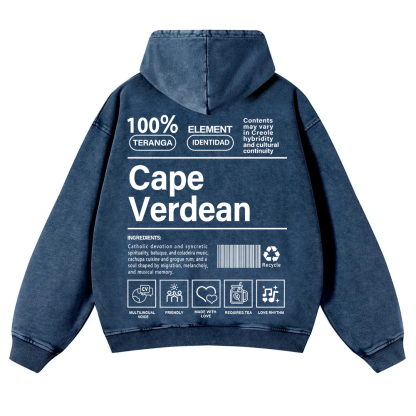 Cape Verdean Unisex Fit  Washed Hoodie wearishow