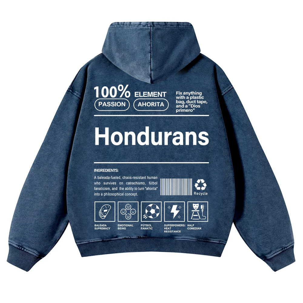 Hondurans  Unisex Fit  Washed Hoodie wearishow
